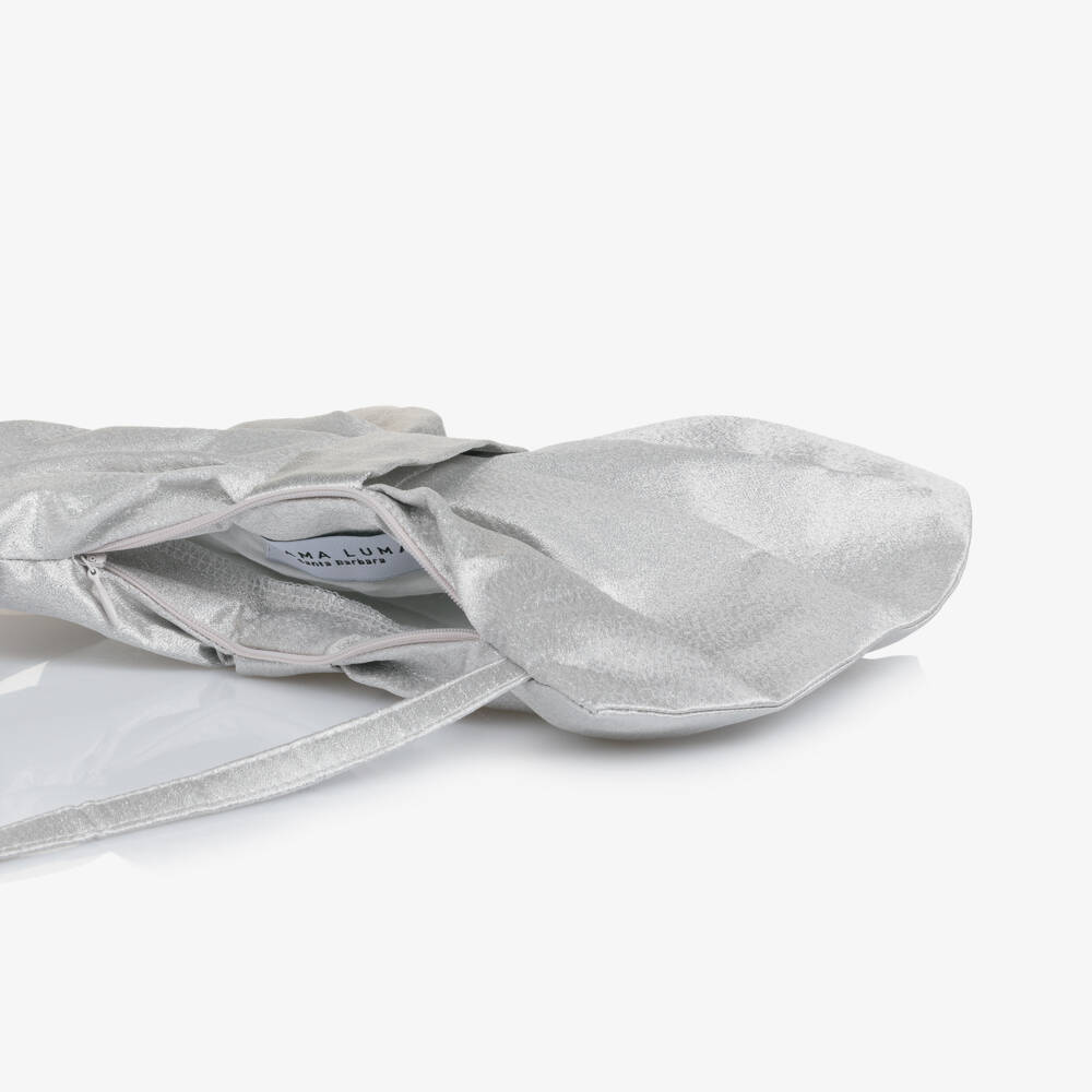 Mama Luma-Girls Silver Bow Handbag (27cm) | Childrensalon