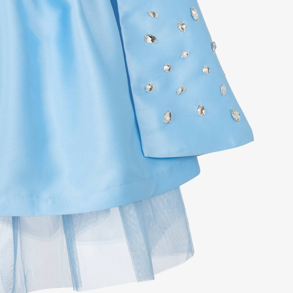 Mama Luma-Girls Sky Blue Satin Dress | Childrensalon