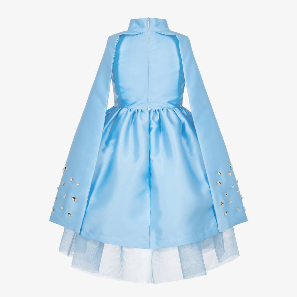 Mama Luma-Girls Sky Blue Satin Dress | Childrensalon