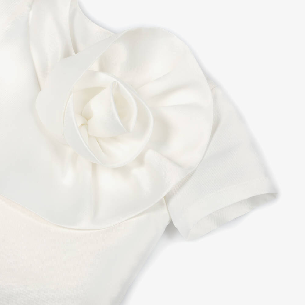 Mama Luma-بلوزة ساتان بكشكش لون أبيض للبنات | Childrensalon