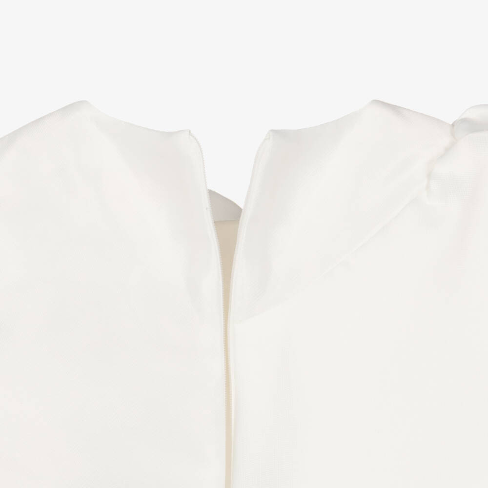 Mama Luma-بلوزة ساتان بكشكش لون أبيض للبنات | Childrensalon