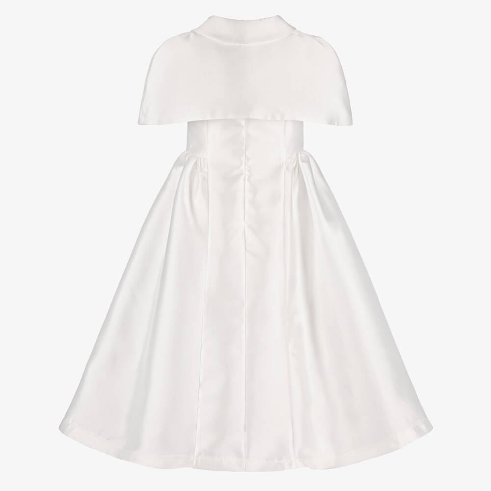 Mama Luma-Girls White Satin Dress with Cape | Childrensalon