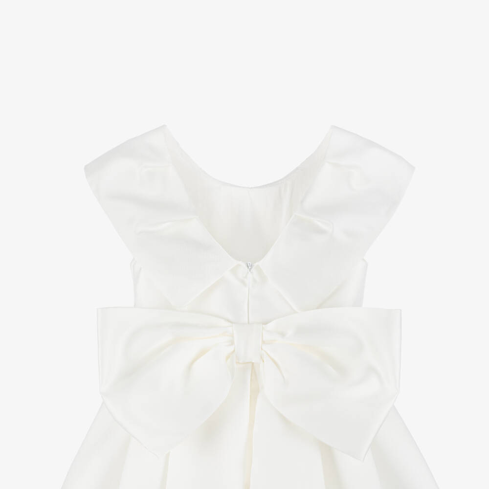 Mama Luma-Платье белое атласное с широким воротником для девочек | Childrensalon