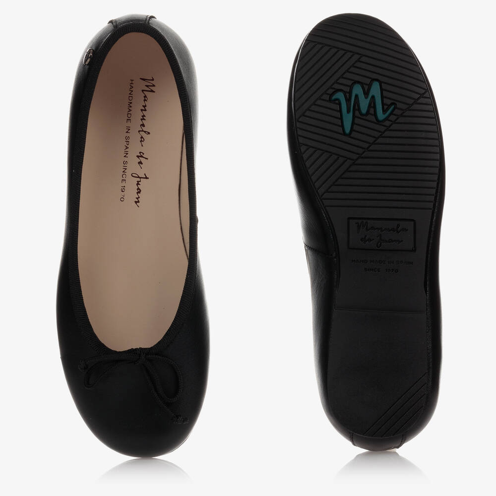Manuela de Juan-Black Leather Ballerina Flats | Childrensalon