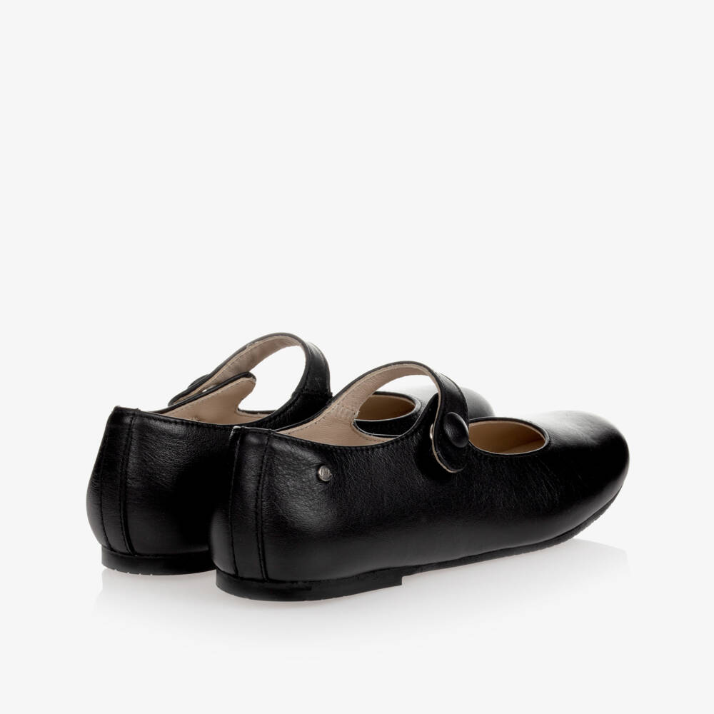 Manuela de Juan-Girls Black Leather Pumps | Childrensalon