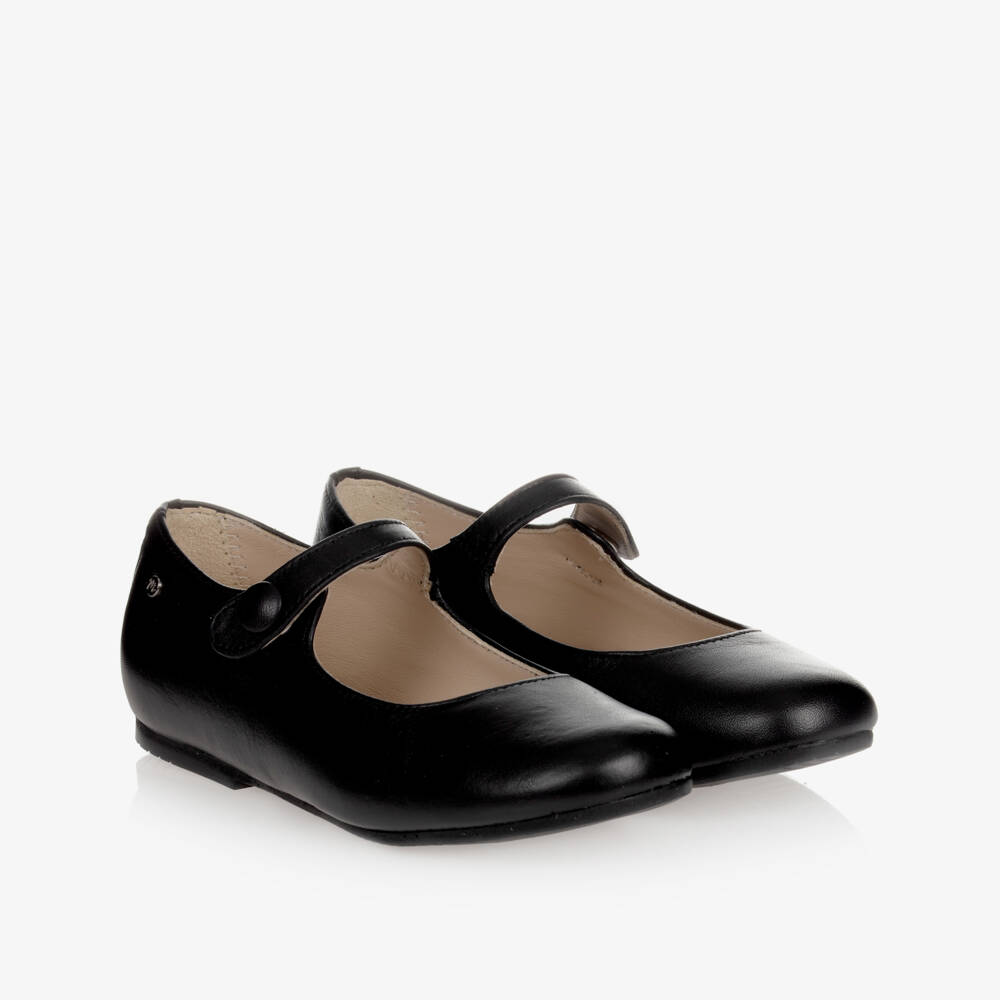 Manuela de Juan-Girls Black Leather Pumps | Childrensalon