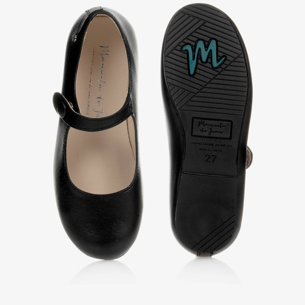 Manuela de Juan-Girls Black Leather Pumps | Childrensalon