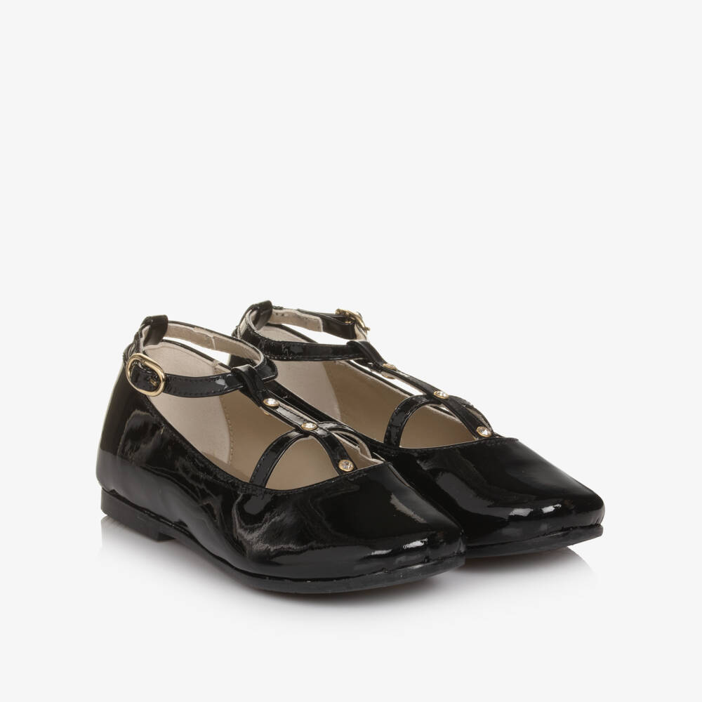 Manuela de Juan-Girls Black Patent Leather Bar Shoes | Childrensalon