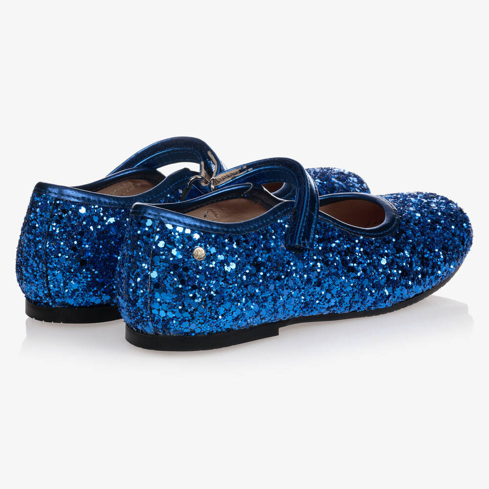 Manuela de Juan-Girls Blue Glitter Shoes | Childrensalon