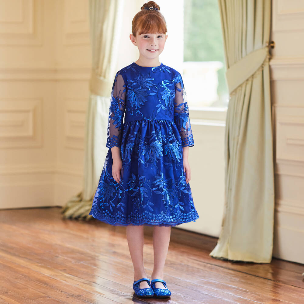 Manuela de Juan-Girls Blue Glitter Shoes | Childrensalon