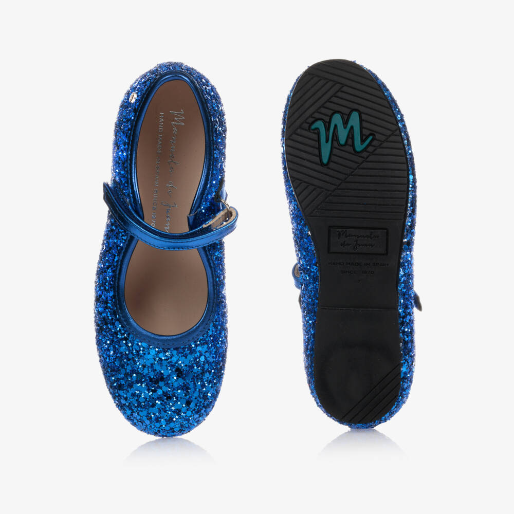 Manuela de Juan-Girls Blue Glitter Shoes | Childrensalon