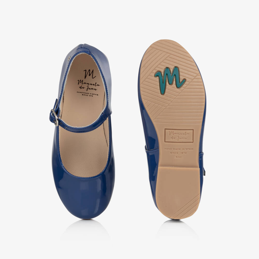 Manuela de Juan-بمب باليرينا جلد لامع لون أزرق للبنات | Childrensalon