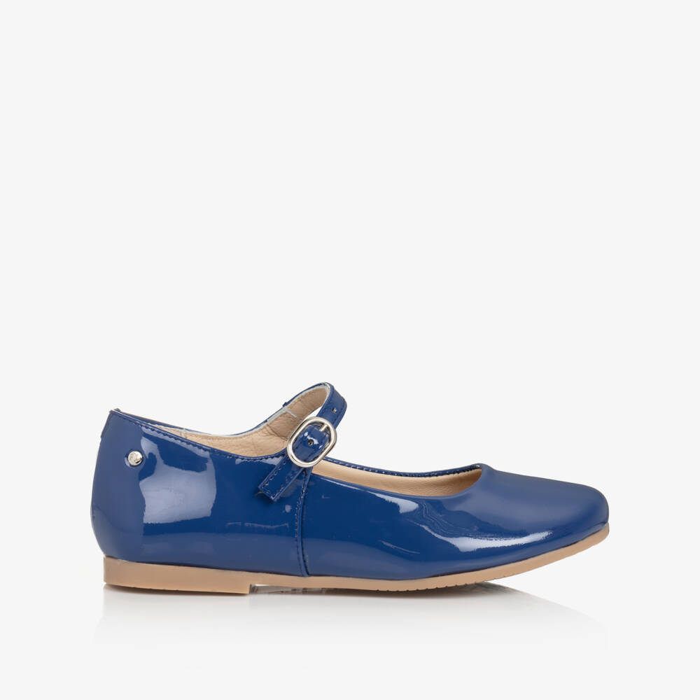 Manuela de Juan-بمب باليرينا جلد لامع لون أزرق للبنات | Childrensalon