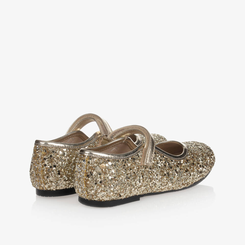 Manuela de Juan-Girls Gold Glitter Shoes | Childrensalon