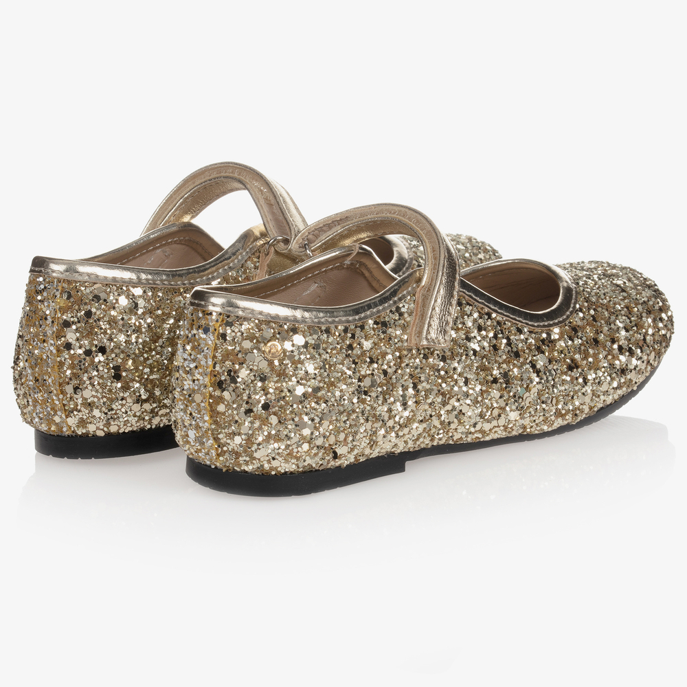 Manuela de Juan-Girls Gold Glitter Shoes | Childrensalon