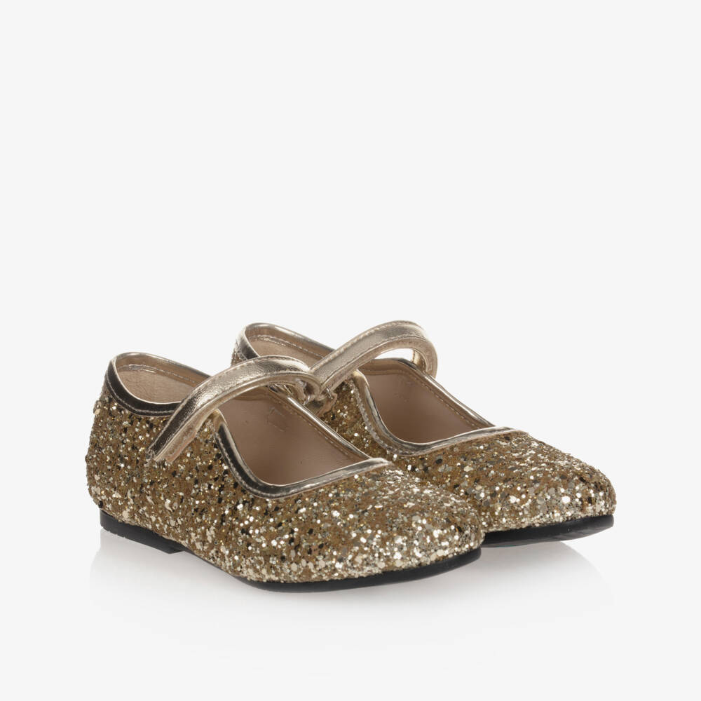 Manuela de Juan-Girls Gold Glitter Shoes | Childrensalon