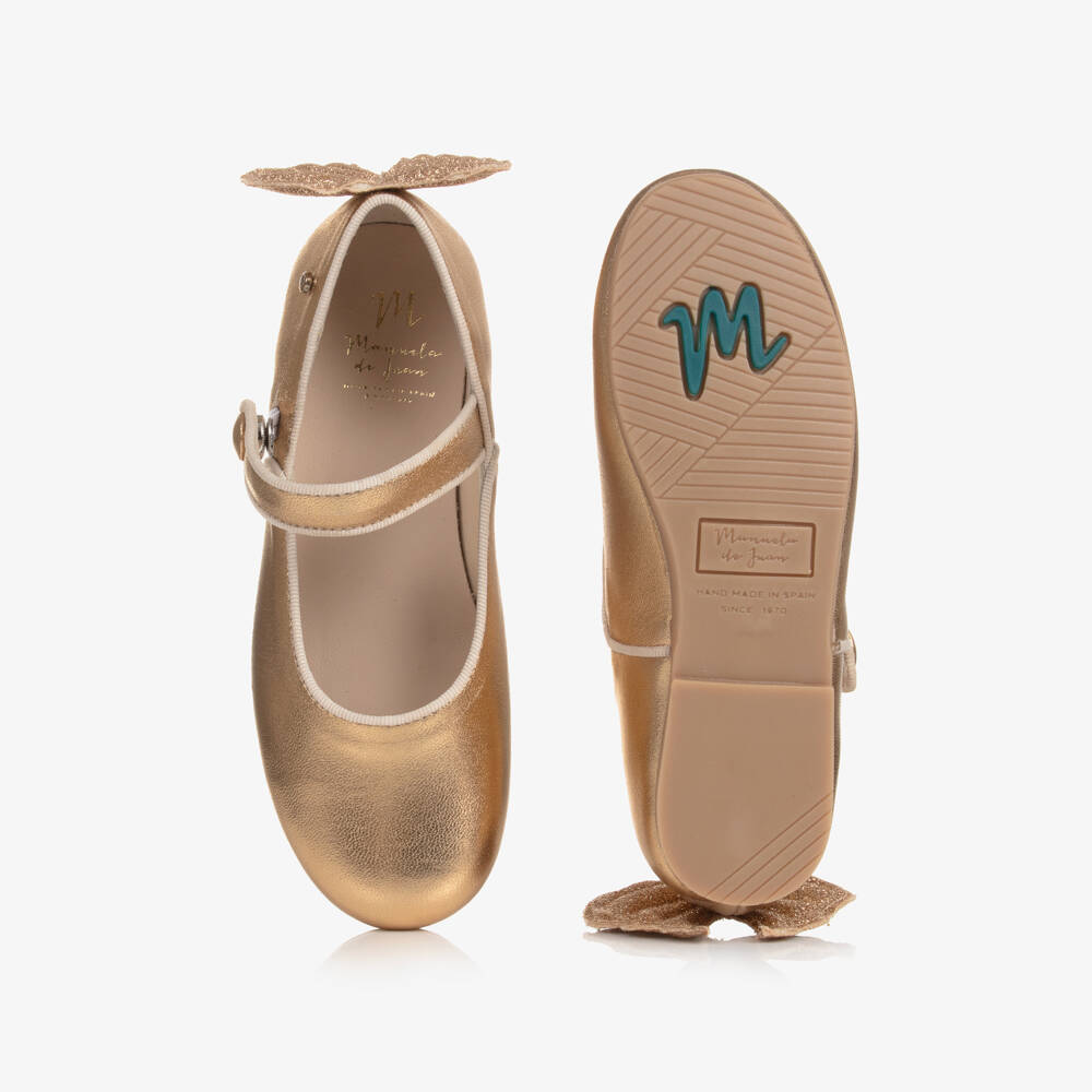 Manuela de Juan-Золотистые кожаные туфли для девочек | Childrensalon