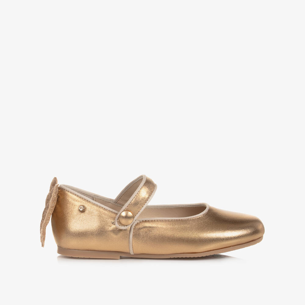 Manuela de Juan-Золотистые кожаные туфли для девочек | Childrensalon