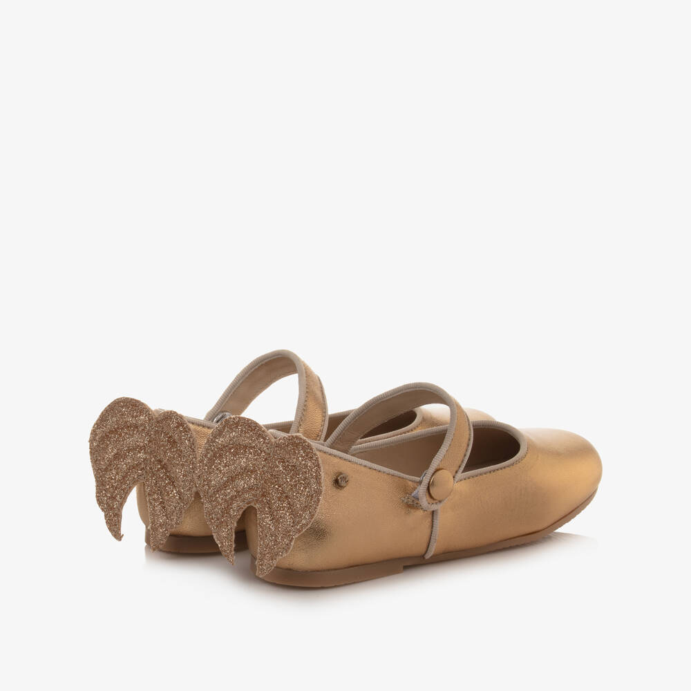 Manuela de Juan-Золотистые кожаные туфли для девочек | Childrensalon