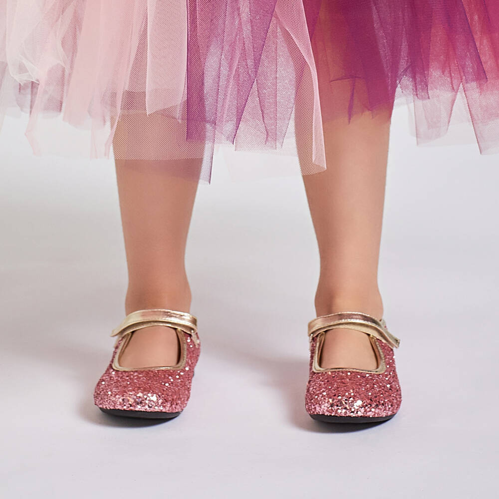 Manuela de Juan-Girls Pink Glitter Shoes | Childrensalon