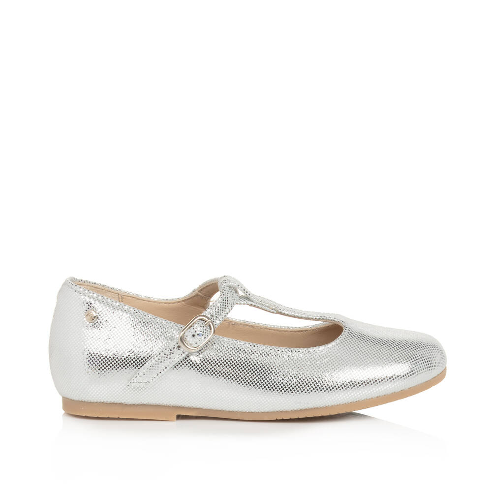 Manuela de Juan-Серебристые кожаные туфли для девочек | Childrensalon