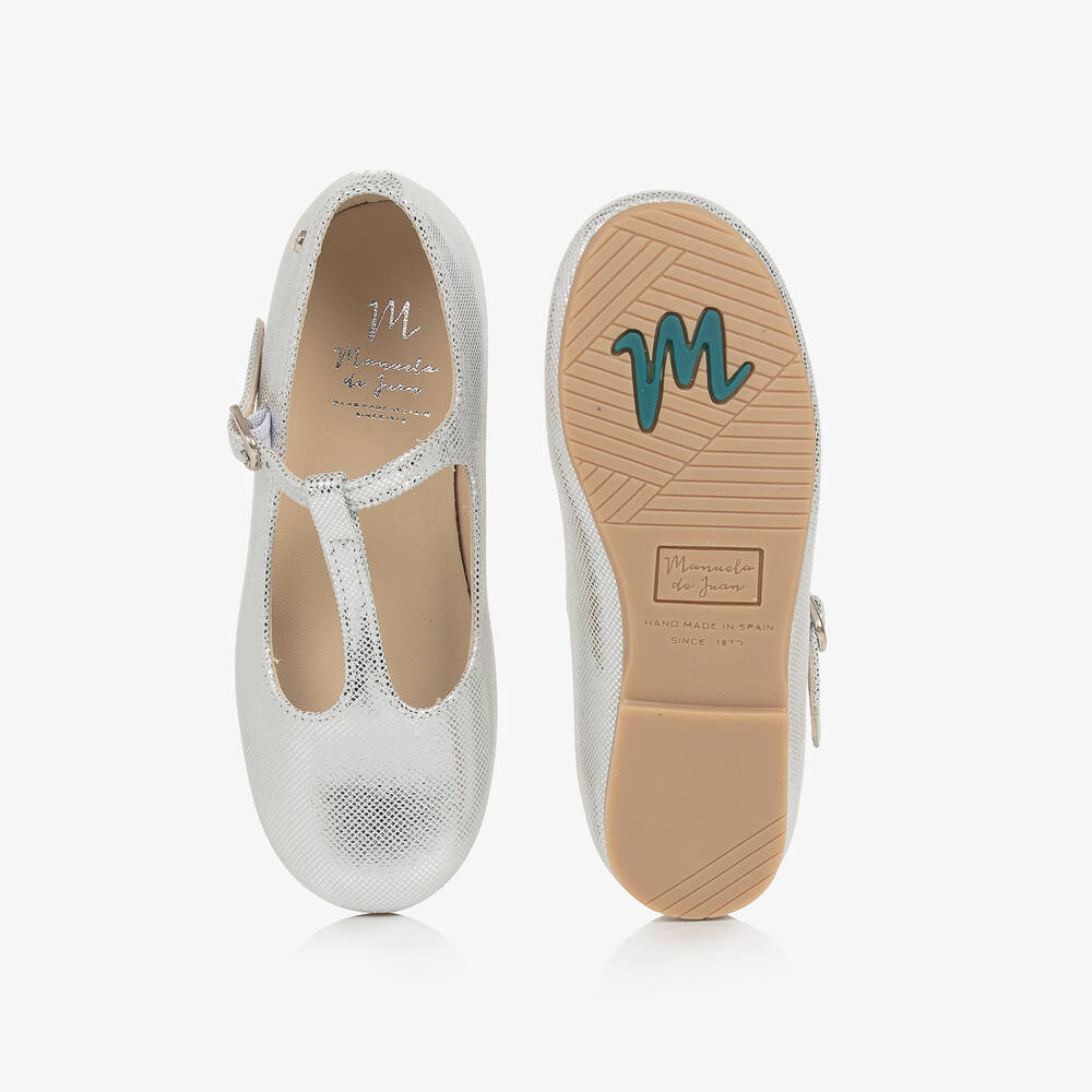 Manuela de Juan-Girls Silver Leather Pumps | Childrensalon