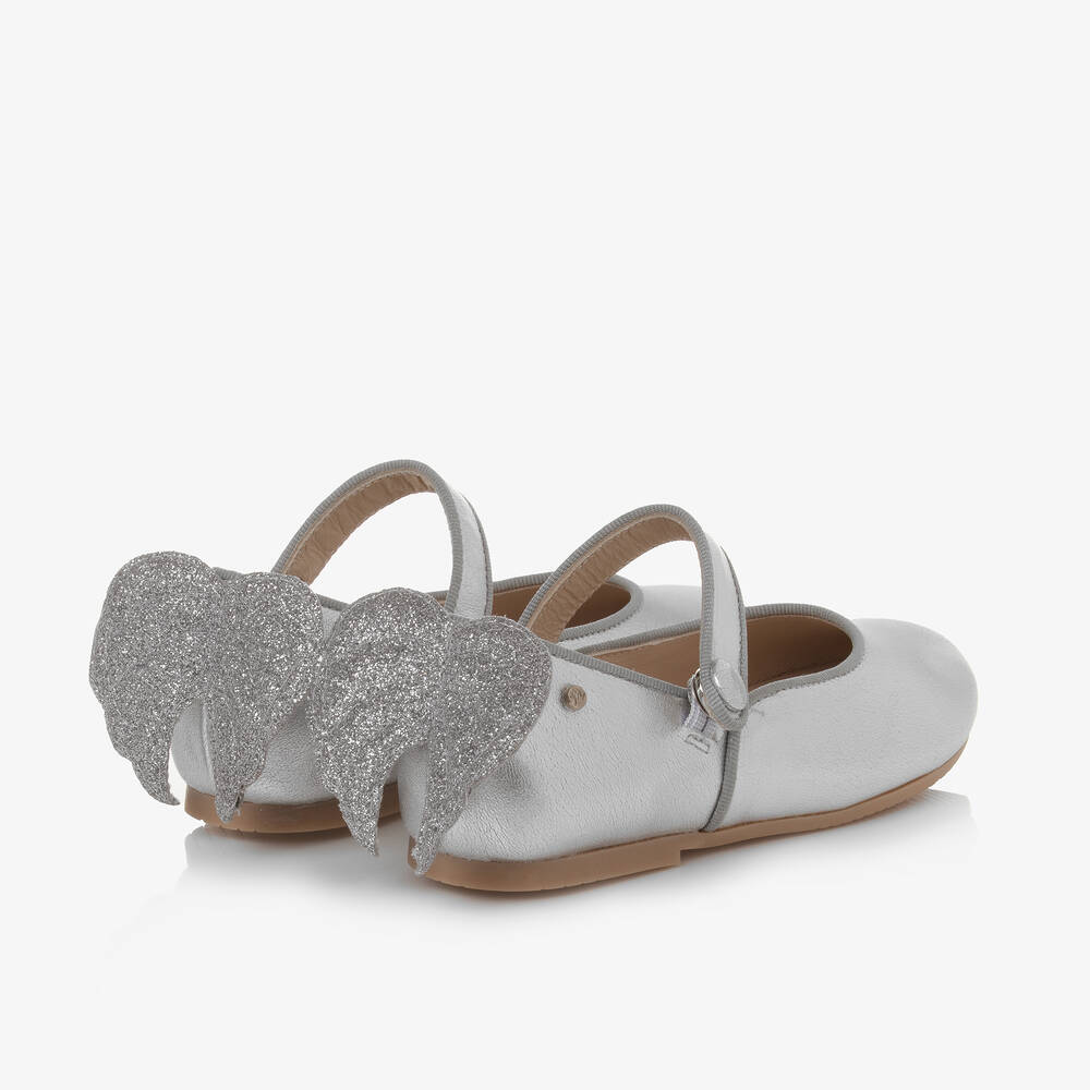 Manuela de Juan-Girls Silver Leather Shoes | Childrensalon