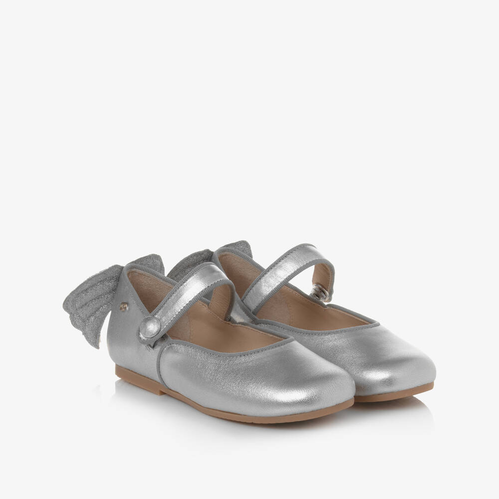 Manuela de Juan-Girls Silver Leather Shoes | Childrensalon