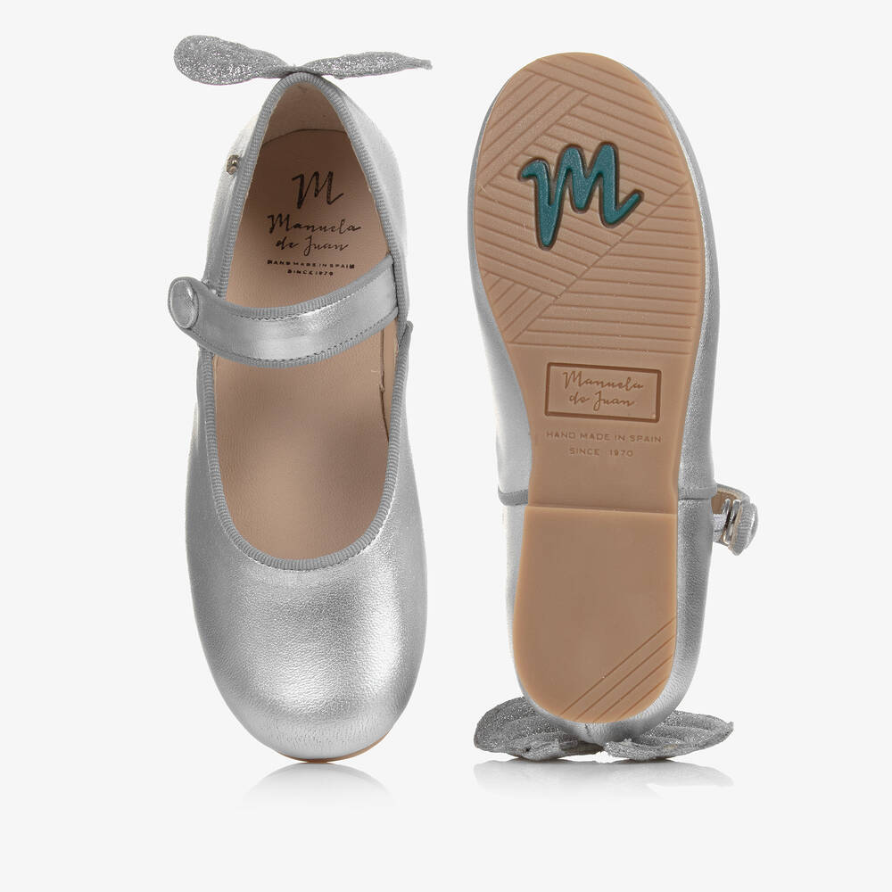 Manuela de Juan-Girls Silver Leather Shoes | Childrensalon