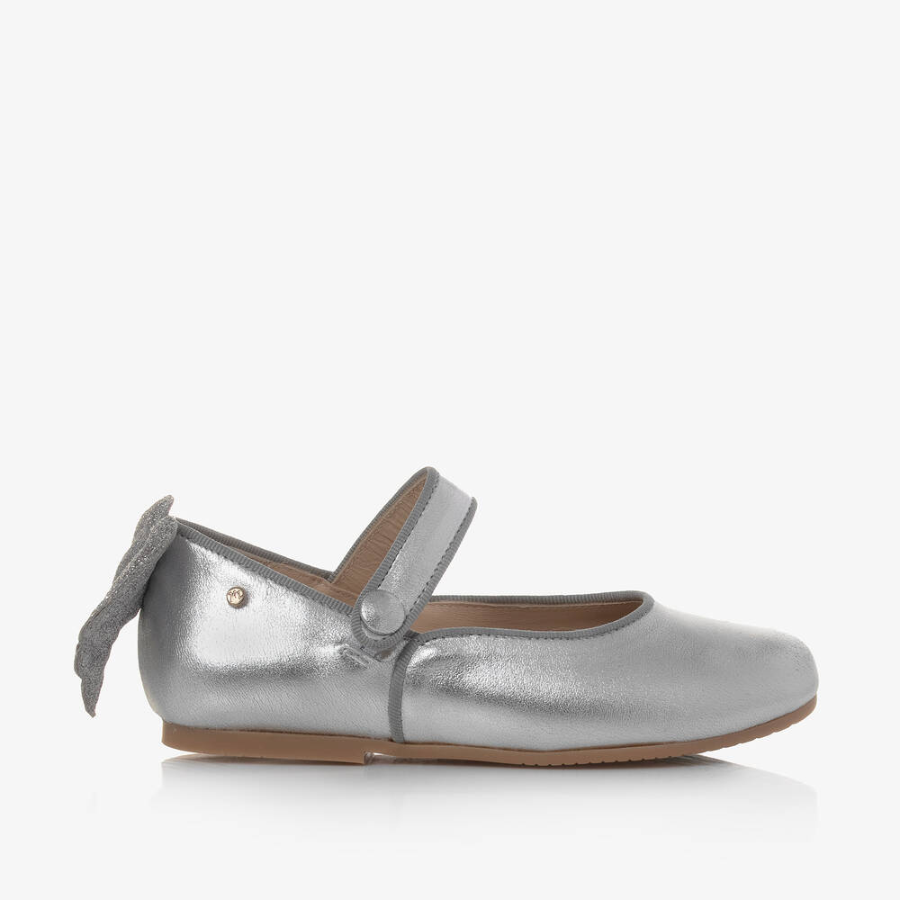 Manuela de Juan-Girls Silver Leather Shoes | Childrensalon