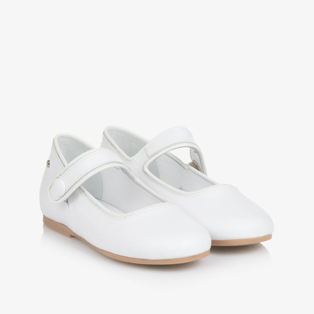 Manuela de Juan-Girls White Leather Pumps | Childrensalon