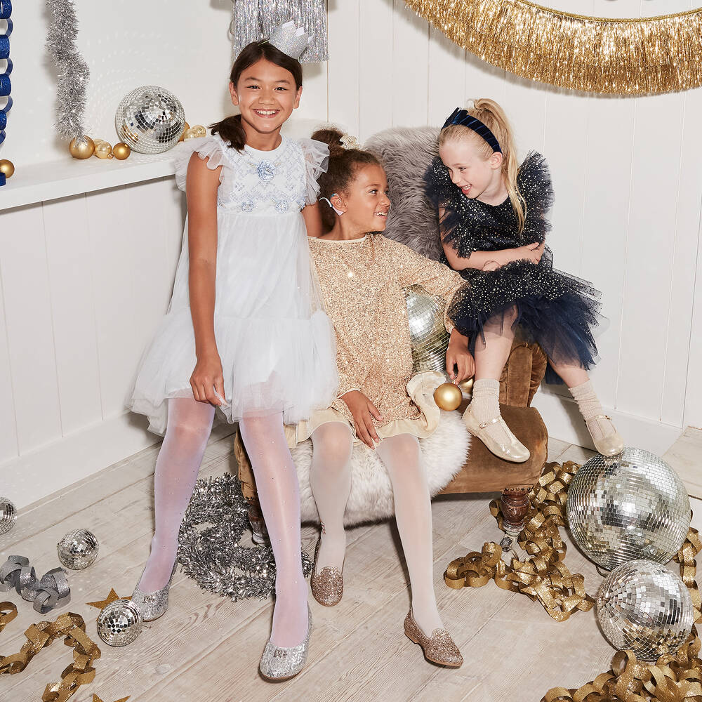 Manuela de Juan-Gold Glitter Leather Shoes | Childrensalon