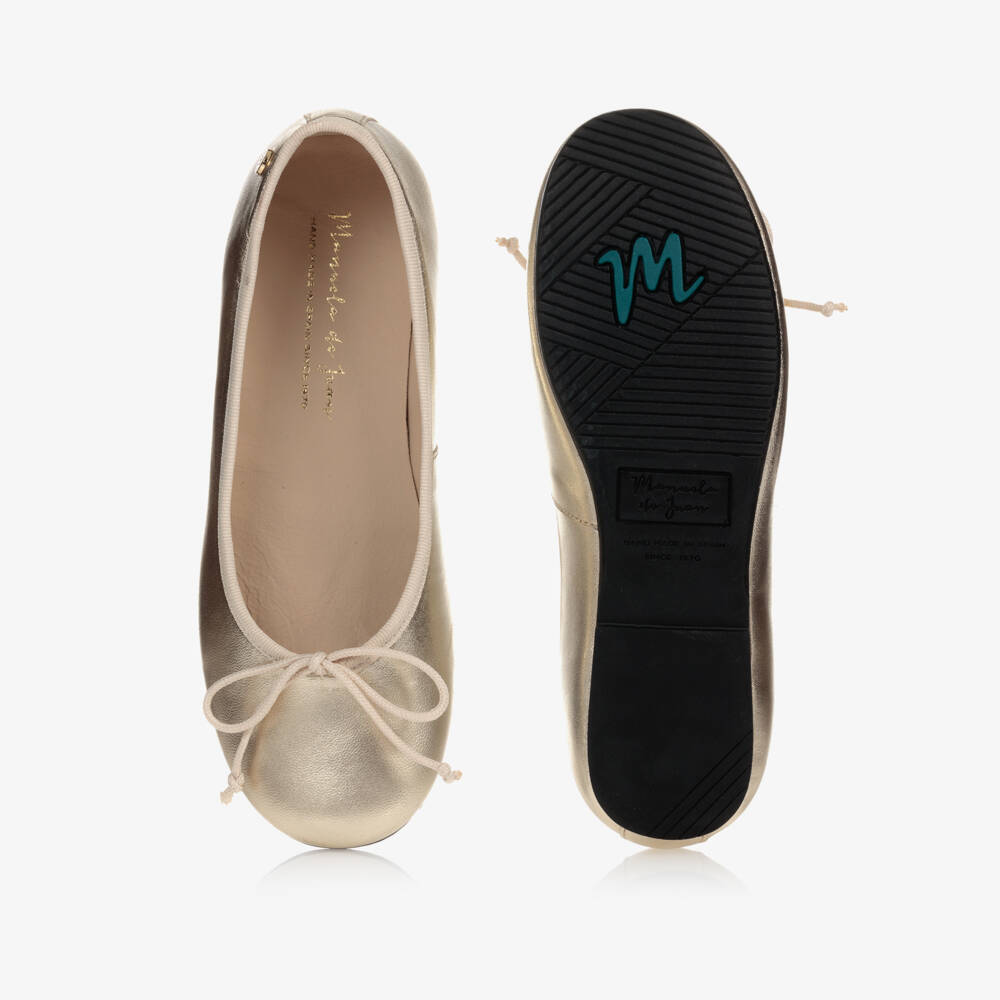Manuela de Juan-Gold Leather Ballerina Flats | Childrensalon