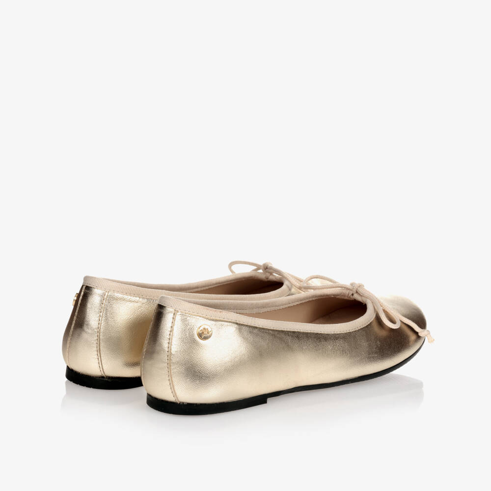 Manuela de Juan-Gold Leather Ballerina Flats | Childrensalon