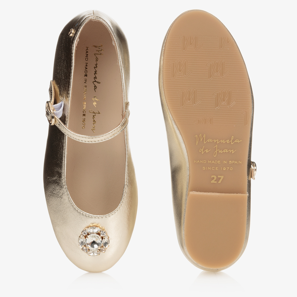 Manuela de Juan-Золотистые кожаные туфли | Childrensalon