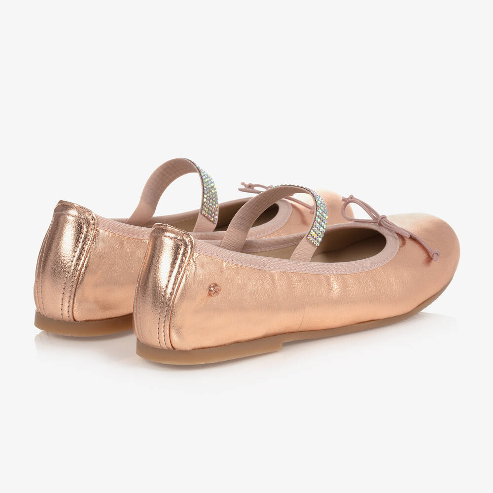 Manuela de Juan-Pink Leather Gem Strap Pumps | Childrensalon