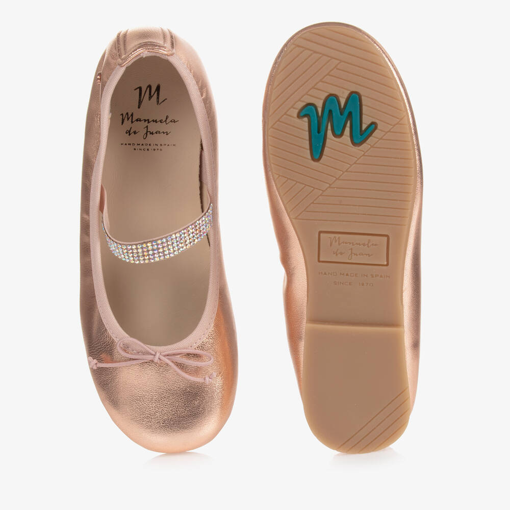 Manuela de Juan-Pink Leather Gem Strap Pumps | Childrensalon