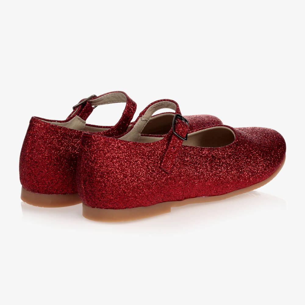 Manuela de Juan-Red Glitter Leather Pumps | Childrensalon
