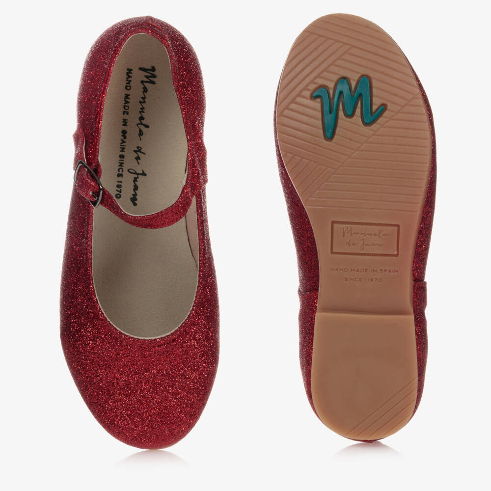 Manuela de Juan-Red Glitter Leather Pumps | Childrensalon