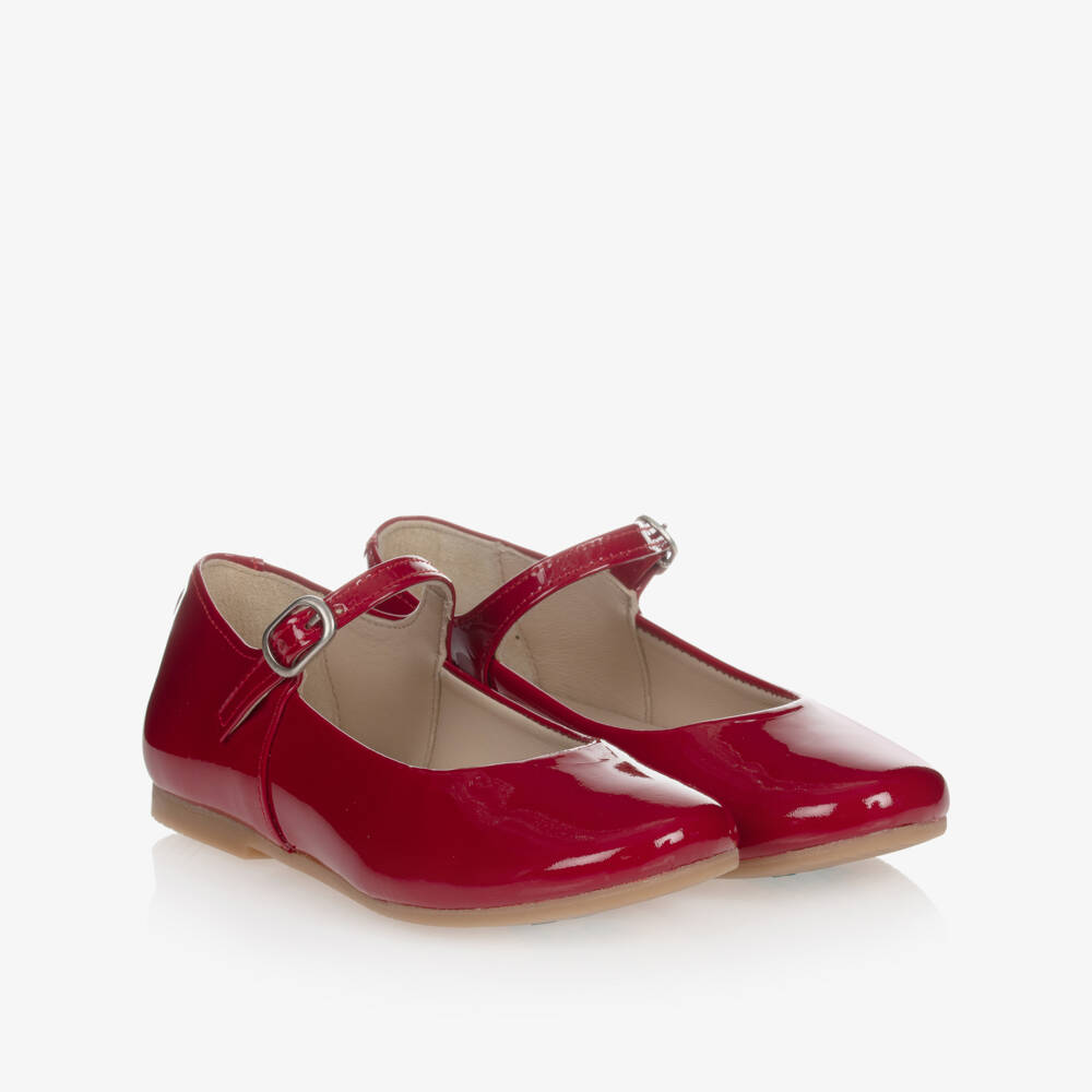 Manuela de Juan-حذاء جلد لون أحمر لامع للبنات | Childrensalon