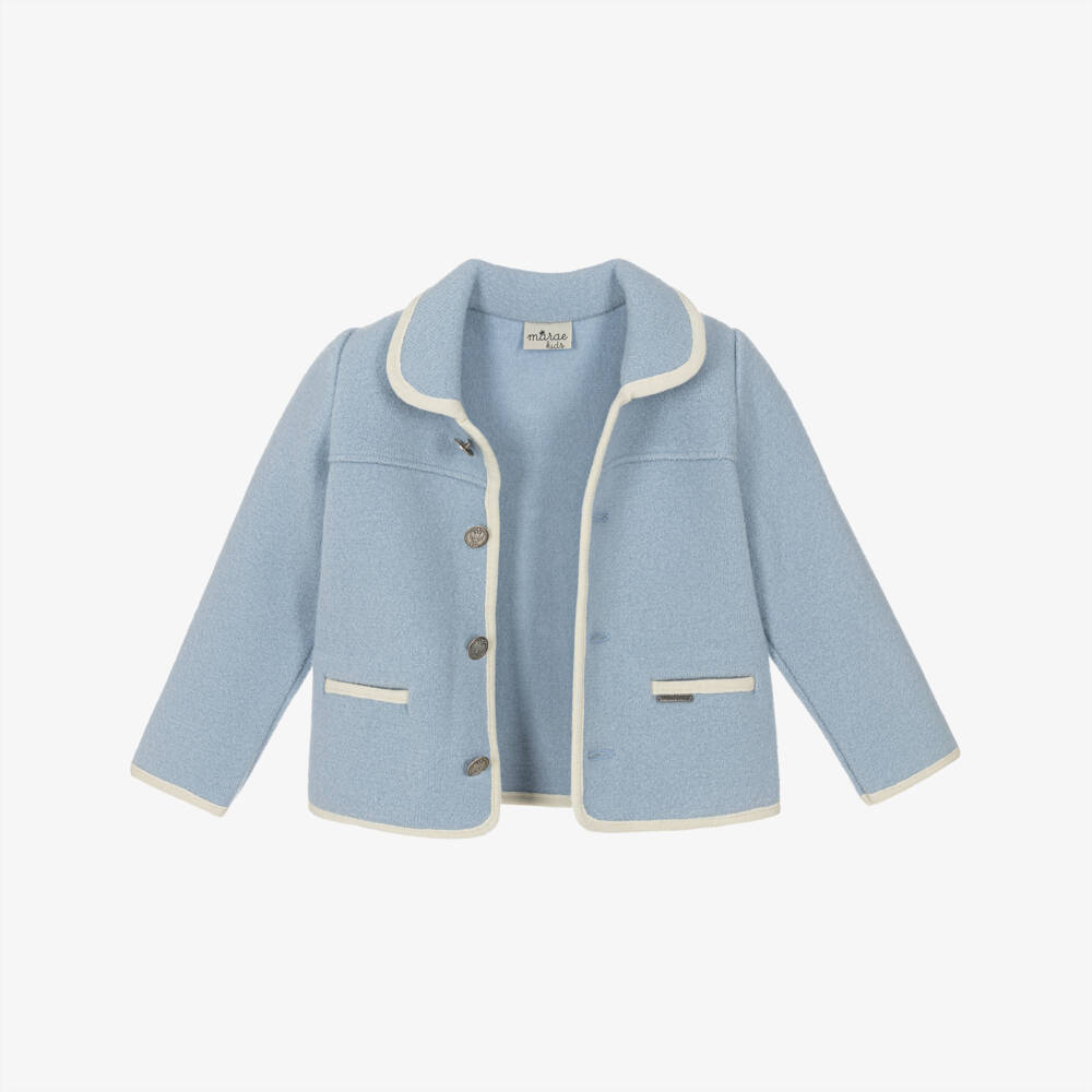 Marae Kids-جاكيت صوف مارينو لون أزرق سماوي للأولاد | Childrensalon