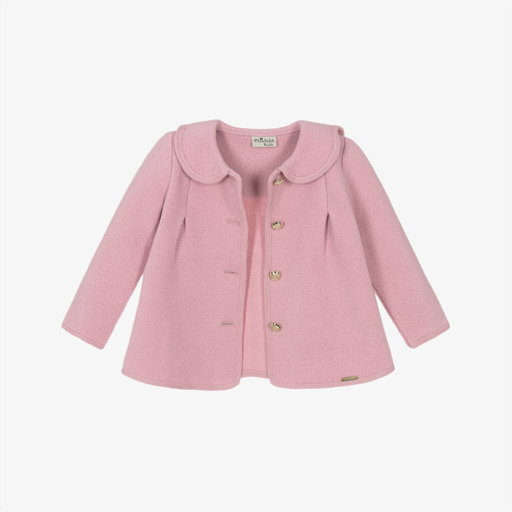 Marae Kids-جاكيت صوف مارينو لون زهري للبنات  | Childrensalon
