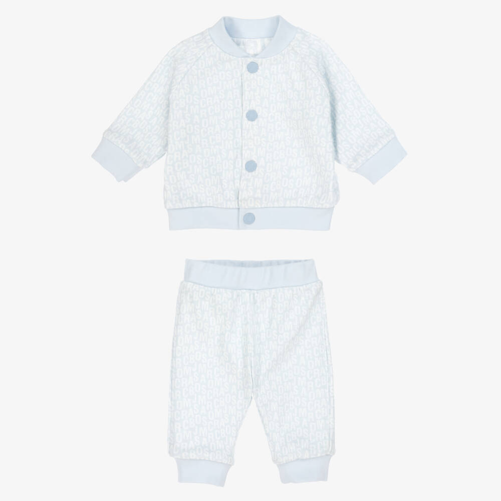MARC JACOBS-Baby Boys Blue Reversible Cotton Jersey Trouser Set | Childrensalon