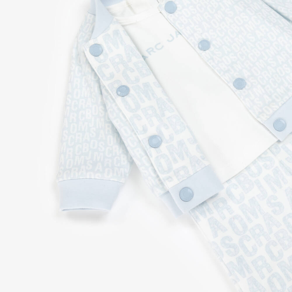 MARC JACOBS-Baby Boys Blue Reversible Cotton Jersey Trouser Set | Childrensalon