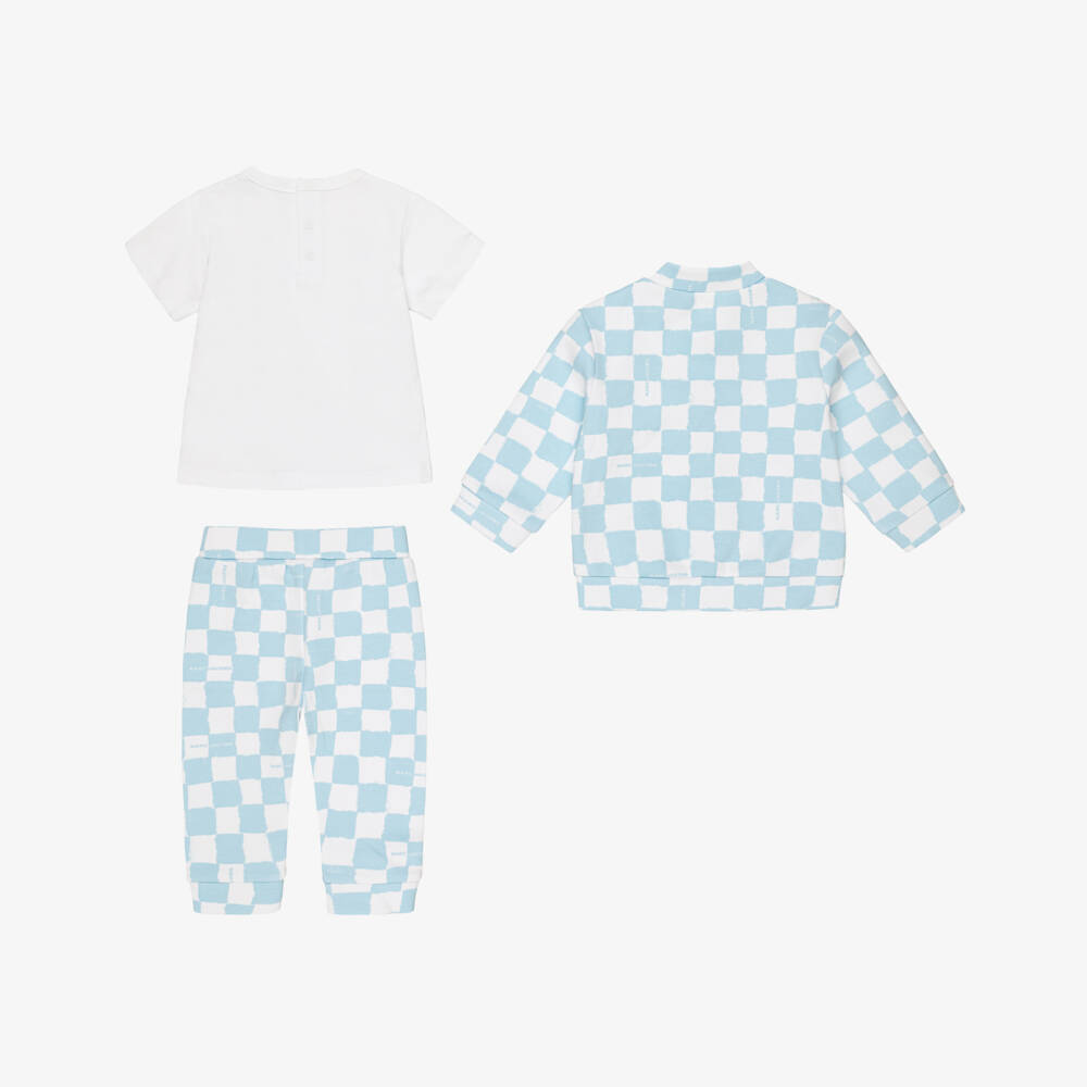 MARC JACOBS-Baby Boys Blue & White Checkerboard Print Tracksuit Set | Childrensalon