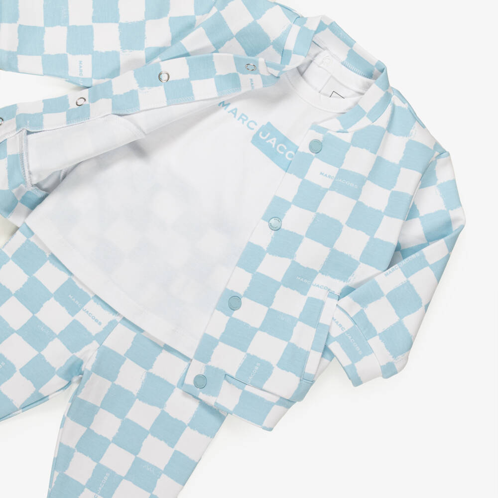 MARC JACOBS-Baby Boys Blue & White Checkerboard Print Tracksuit Set | Childrensalon