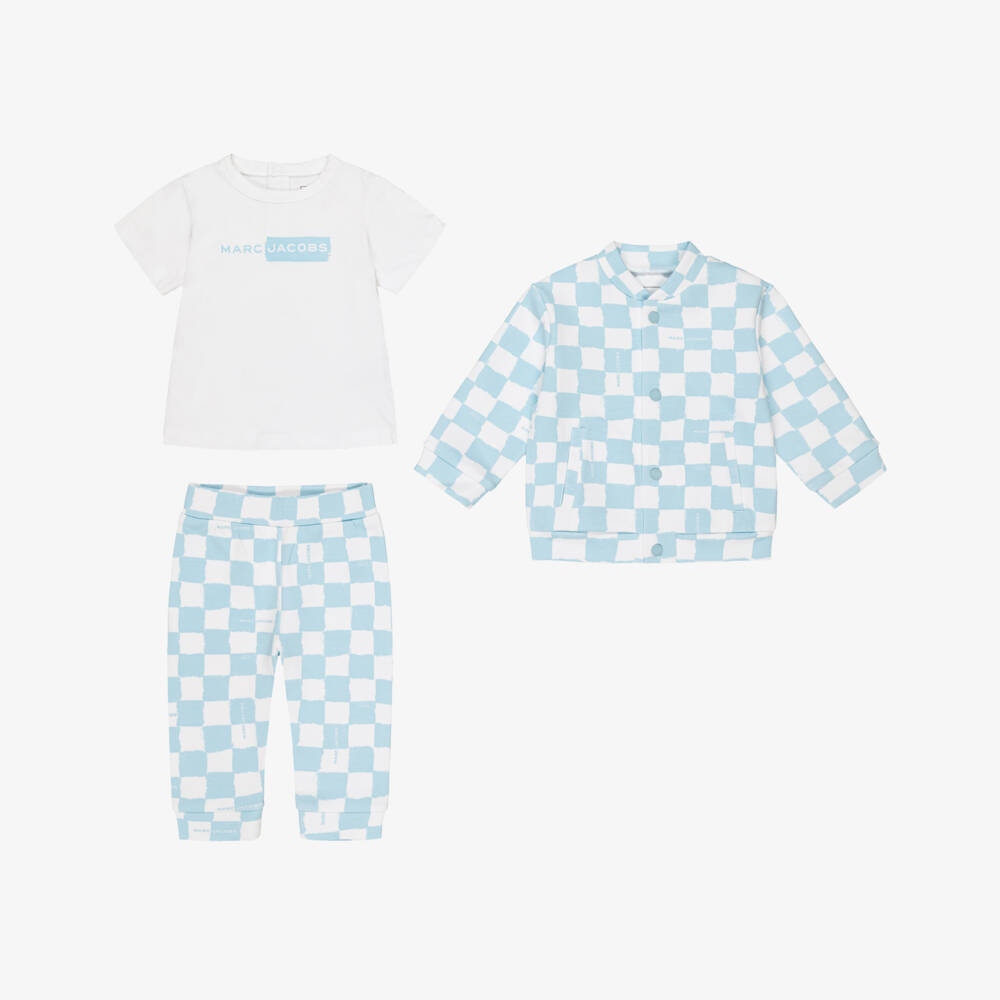 MARC JACOBS-Baby Boys Blue & White Checkerboard Print Tracksuit Set | Childrensalon