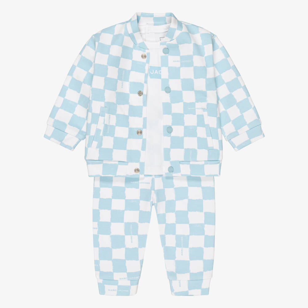 MARC JACOBS-Baby Boys Blue & White Checkerboard Print Tracksuit Set | Childrensalon
