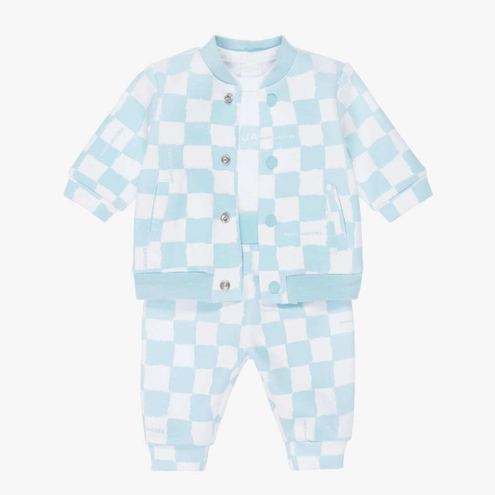 MARC JACOBS-Baby Boys Blue & White Checkerboard Print Tracksuit Set | Childrensalon