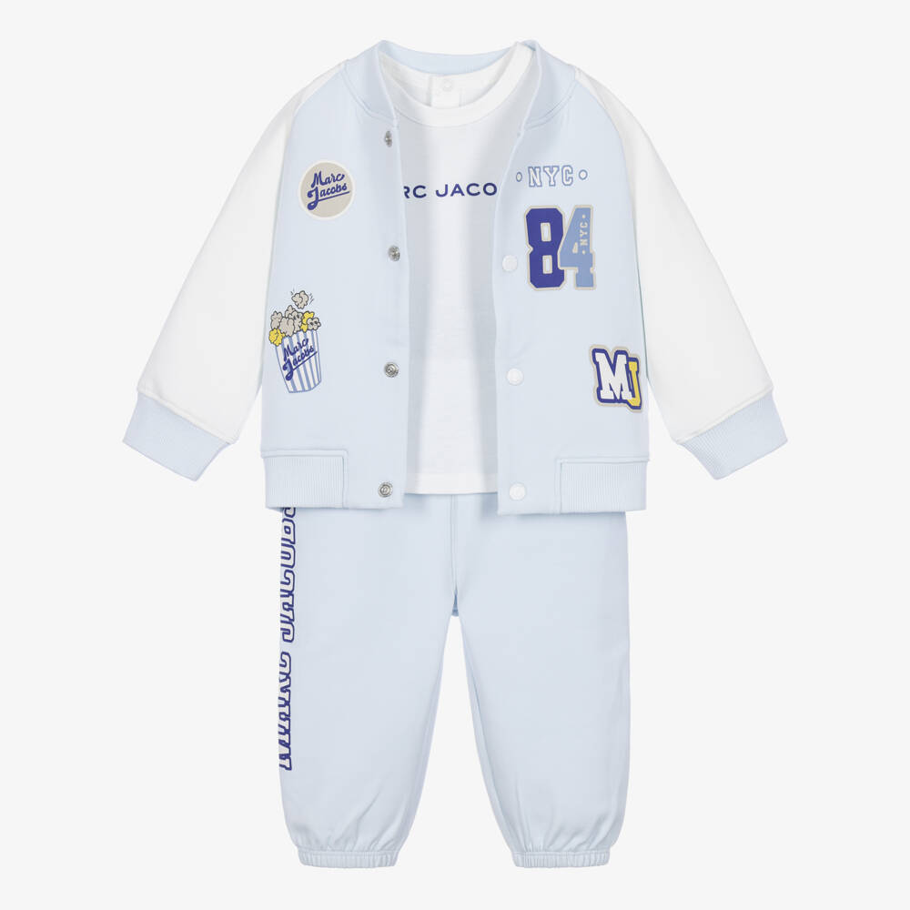 MARC JACOBS-Baby Boys Pale Blue Varsity-Style Jacket & Trouser Set | Childrensalon